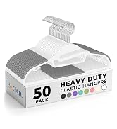 BAGAIL Plastic Hangers 50 Pack with Non-Slip Design,0.2 Inches Thick, 360°Swivel Hook Space Savin...