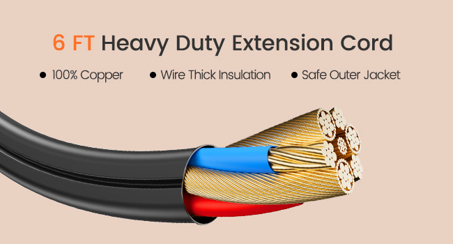 6ft Heavy Duty Power Strip Extension Cord