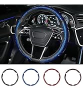 Hiseanllo Carbon Fiber Steering Wheel Cover 3PCS Set – Anti-Slip, Scratch-Resistant, Universal Fi...