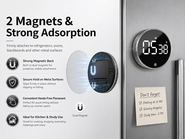 digital kitchen timer, countdown timer, magnetic kitchen timer, digital countdown clock, SPN-RECPP