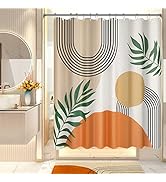AmazerBath Fall Shower Curtain, Orange Abstract Cloth Shower Curtain Sets with 12 Shower Curtain ...
