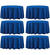 Aocoz Round Tablecloth 120 Inch 6 Pack Royal Blue Tablecloths Washable Decorative Linen Polyester...