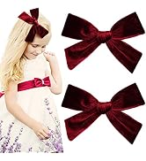CEELGON 2PCS 6" Big Velvet Bows for Girls Red Wine Hair Bows for Toddler Girls Hair Clips Hair Ac...