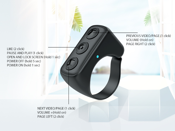 Bluetooth Remote Control Page Turner Ipad Cell Phone Camera Shutter Selfie Button Bluetooth Ring