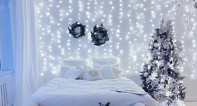 Christmas Curtain Lights for Bedroom
