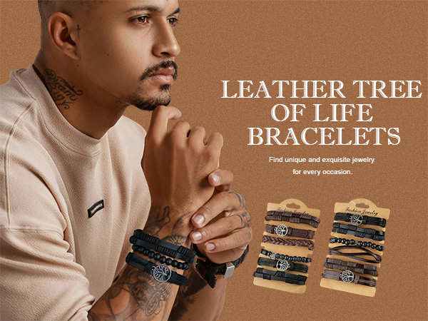 Genuine Leather Tree of life Bracelets