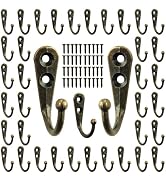 POZEAN 40 Pack Wall Hooks for Hanging, Heavy Duty Small Coat Hooks Wall Mounted for Living Room, ...