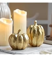 FESTGLOX Pumpkin Decor Fall Decoration, Resin Gold Pumpkins for Decorating | 2Pcs Artificial Pump...