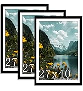 Picrit 27x40 inch Poster Frame 3 Pack, Black Poster Frame, Display Poster 24 x 36 with Mat or 27 ...