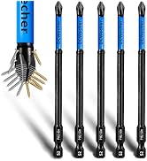 5-Pack Long Screwdriver Bits 6 inch, 2 Phillips Bits Professional CNC Anti-Slip, Phillips Impact ...