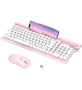 RaceGT Wireless Keyboard and Mouse Combo - Wireless Typewriter Keyboard and Silent Mouse, Cute Pi...
