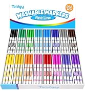Toidgy 256 PCS Washable Markers for Kids, Colored Markers Bulk for School, Thin Marker Set in 16 ...