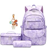 ZHANAO Daisy Prints Backpack Set with Lunch Kits Bookbag for Teenager Girls 3pcs Gradient SchoolB...