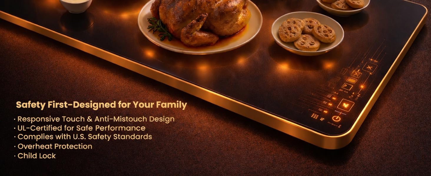 Precise temperature control food warming mat, UL CERTIFIED