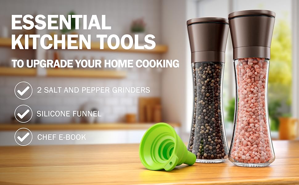 Salt and pepper grinder set, pepper grinder, salt grinder pepper mill