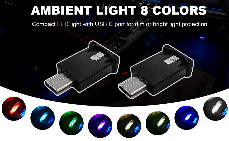 The ambient light features eight vibrant colors.