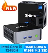 GMKtec Mini PC Intel Core i5 12450H (8 cores/12T, 4.40GHz) Windows 11 Pro Desktop Mini Computer