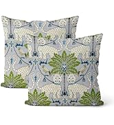 DAFENA Blue Green Outdoor Pillow Covers 18x18 Inch 2 Pcs Boho Vintage Tropical Palm Leopard Decor...