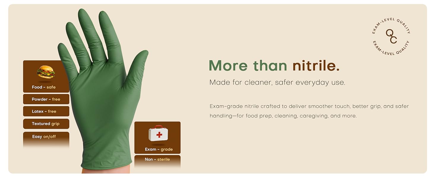Exam-grade nitrile deliver smoother touch better grip safer handling food prep cleaning caregiving