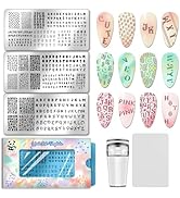 PH PandaHall 3pcs English Letter Nail Stamping Plates Alphabet Nails Image Plates Personalized Fo...