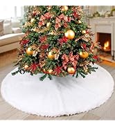 YEAHOME Christmas Tree Skirt, 48 Inch White Soft Faux Fur Tree Skirts Plush Christmas Decorations...