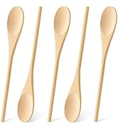 MORGLES 5 Pcs Wooden Spoons for Cooking, 12 Inches Long Handle Spoons for Mixing, Tasting Stirrin...