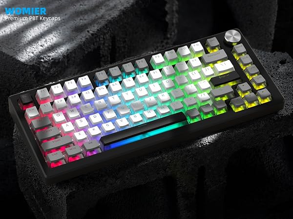 PBT Shine Through Keycaps for mechanical keyboard, Pudding Keycaps 60% 75% 100% Keyboard