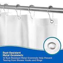 Kenney_Medium Weight PEVA Shwr Liner_Grommets_White