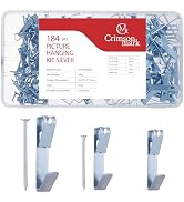CrimsonMark 184 Picture Hanging Kit & Wall Hooks, 20 lb, 30 lb, 50 lb Capacity – Durable Iron Han...
