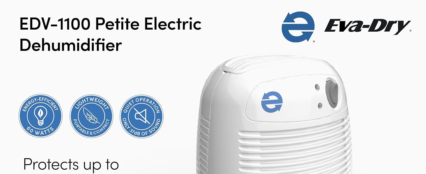 EDV-1100 Petite Electric Whisper-Quiet Dehumidifier with removable 1 pint water reservoir