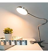 LiFMIRA Clip on Lamp Reading Light 5 Color Modes 10 Brightness 8W 66 LED Eye Caring Metal Clamp L...