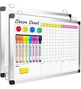 EAONE 16 x 12 in Magnetic Dry Erase Chore Chart & Whiteboard for Multiple Kids/Teens/Adults, Alum...