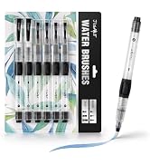 JusArt Water Brush Pens 6-Pack Leak-Proof Refillable Watercolor Pens for Acrylic and Gouache Pain...
