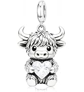 BSFJTY S925 Sterling Silve Highland Cow Charms Fit Women Bracelets and Necklaces Animals Beads Da...