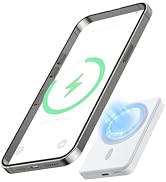 5000mAh Magnetic Portable Charger, Ultra Slim Magnetic Power Bank with USB-C Cable Compatible wit...