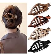 Oeusnael 4 PCS Large Flat Hair Clips for Women Girls, French Concord Lay Down Claw Clips for Thic...