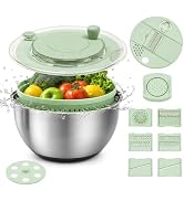 Hestiasnax Stainless Steel Salad Spinner 4.25qt, One-touch Stop Button & Non-slip Base, Vegetable...
