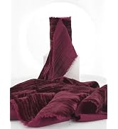 HUIHUANG Burgundy Velvet Ribbon 3 inch with Frayed Fringe, Marnoon Crinkled Velvet Ribbon for Wre...