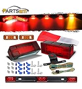 Partsam Waterproof Truck Trailer LED Light Kits,Pairs Rectangular Stop Turn Tail Lights w/Wire &b...
