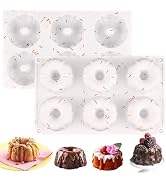 HUAKENER 2 Pcs Mini Fluted Cake Pan, 6-Cavity Fluted Tube Cake Pan, Non-stick Silicone Baking Mol...