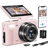 4K Digital Camera for Photography, 64MP HD WiFi Vlogging Camera for YouTube with 3" 180°Flip Scre...