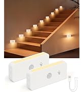 Yiliaw Motion Sensor Night Lights Indoor - Rechargeable Stick-On Stair Lights with Wireless Magne...