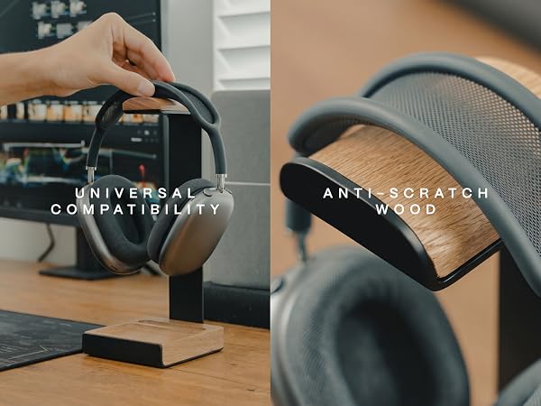 wooden headphone stand for desk