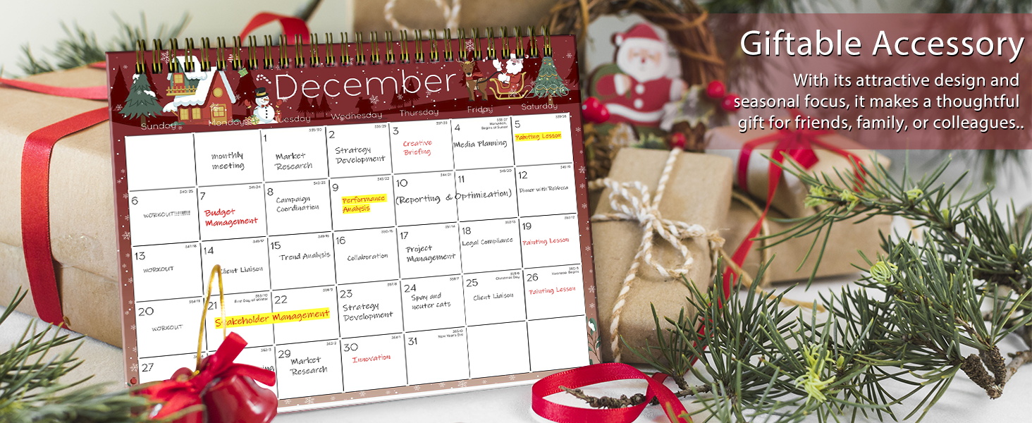 desk calendar 2026 standing flip desk calendar 2025-2026 calendar desktop calendar Christmas