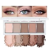 5 Colors Matte Eyeshadow Makeup Palette,Nude Pink Light Dark Brown Highly Pigmented Natural Neutr...