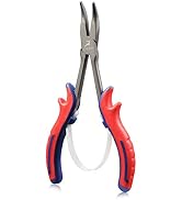 GOLD DEER 6" Long Reach Bent Nose Pliers for Jewelry Making, Carbon Steel Body with Teflon Finish