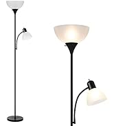HonoDing Adjustable Black Floor Lamp with Reading Light Susan Modern Standing Lamp for Living Roo...