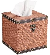 Hoowen Tissue Box Cover Square, Retro Wood Tissue Holders for Bathroom Office Counter, Decorative...