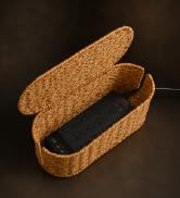 Cable Management Box, Handmade Rattan Cable Organizer, 2 Open Slots Cords Hider Box, Under Desk C...