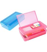 DANRONG Plastic Pencil Box 2 Pack, Large Capacity Pencil Case, Pencil Boxes Double Layer for Kids...